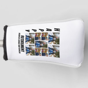Personalized Simple Retirement  9 Photo Collage  Golf Head Cover