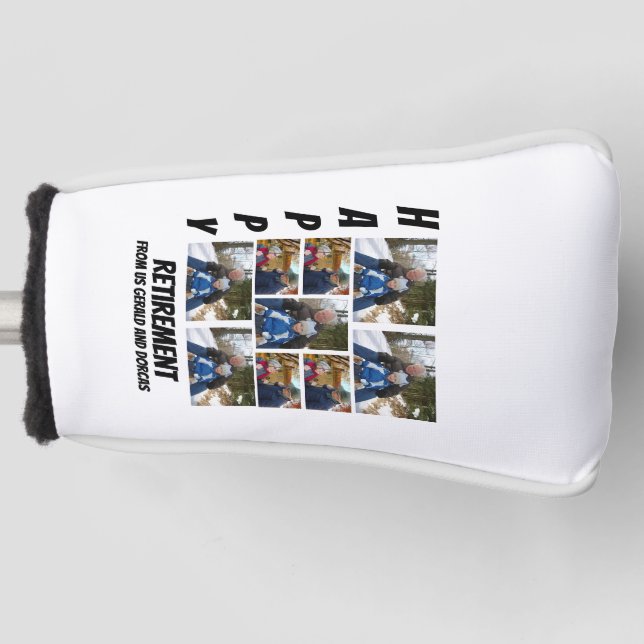 Personalized Simple Retirement  9 Photo Collage  Golf Head Cover (Front)
