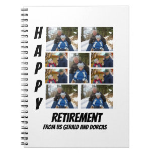 Personalized Simple Retirement  9 Photo Collage Notebook