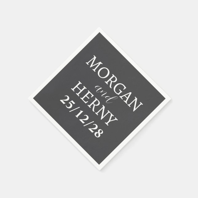 Personalized Simple Stylish Modern Minimal Wedding Napkin (Corner)