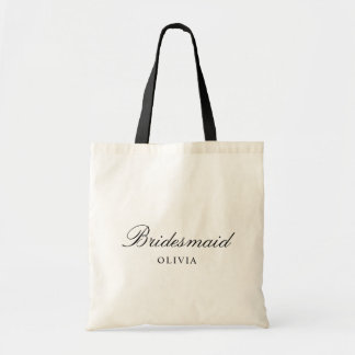 Personalized Simple Stylish Script Bridesmaid Name Tote Bag