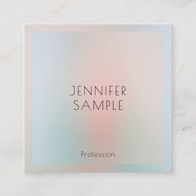 Personalized Simple Template Elegant Pastel Colour Square Business Card (Front)