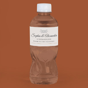 Personalized Simple Wedding Elegant Custom Water Bottle Label