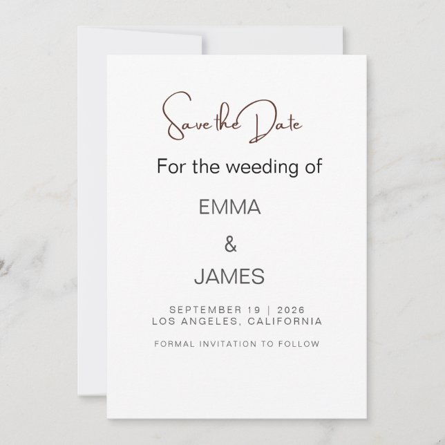 Personalized Simple Wedding Invitation Card (Front)