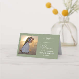 Personalized Simple Wedding Photo Place Card