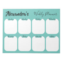 Personalized simple weekly planner notepad