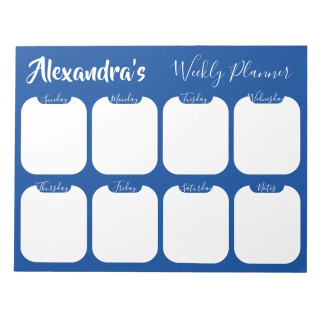 Personalized simple weekly planner notepad (Front)