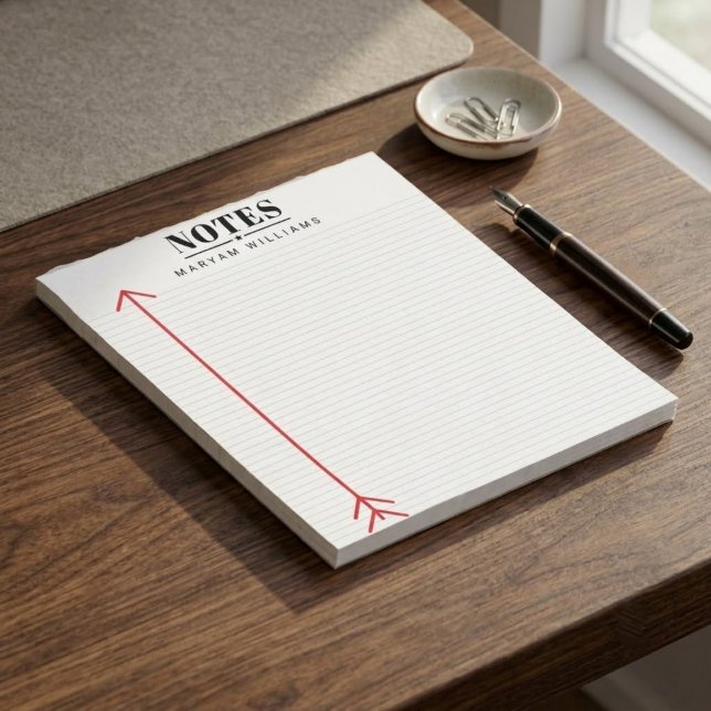 Personalized Simply Minimalist Lined Notepad (custom name simply lined notepad, personalized stationery memo pad gift)