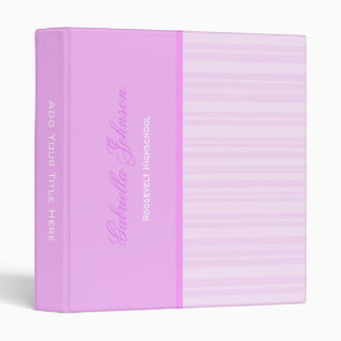 Personalized: Simply Pink Striped Binder