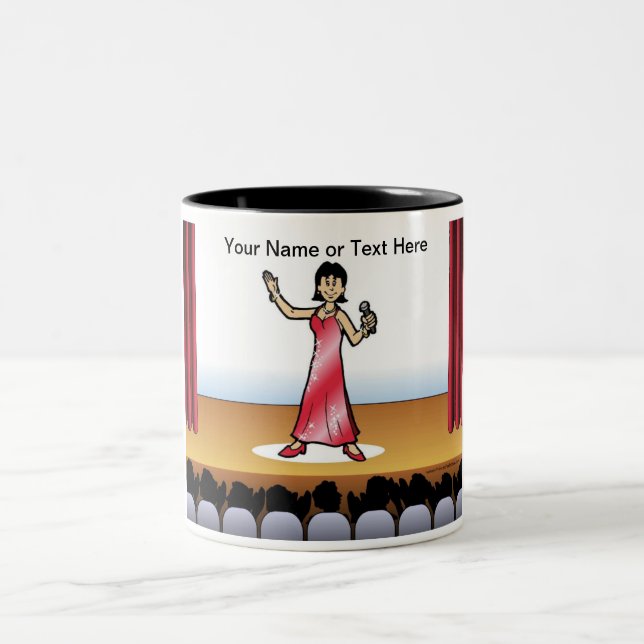 Personalized Singer - Female Cartoon Coffee Mug (Center)