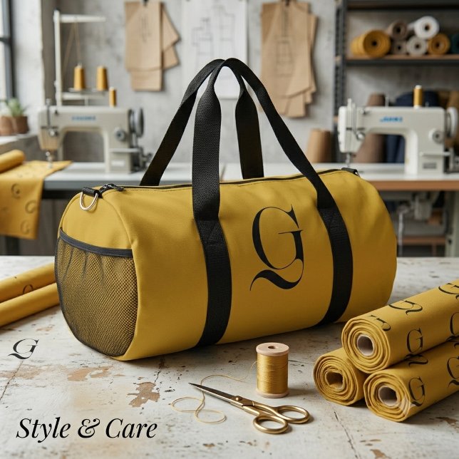 Personalized Single Custom Monogram Metallic Gold Duffle Bag (Personalized Single Custom Monogram Metallic Gold Duffle Bag)