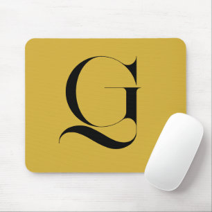 Personalized Single Custom Monogram Metallic Gold Mouse Pad