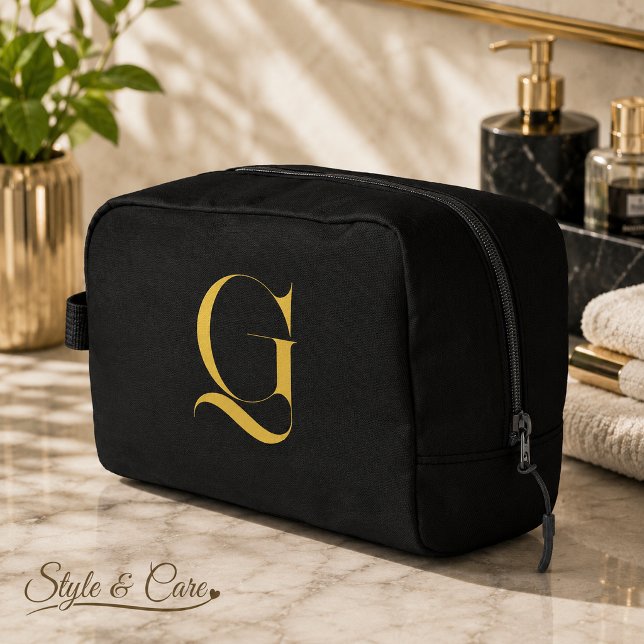Personalized Single Custom Monogram Solid Black Dopp Kit (Personalized Single Custom Monogram Solid Black Dopp Kit)