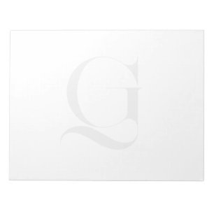 Personalized Single Custom Monogram White Notepad