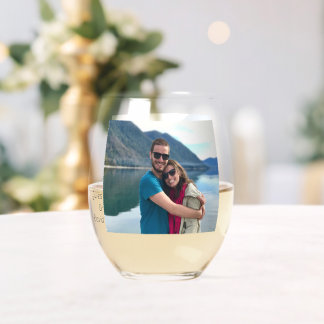 Personalized Single Photo Custom Stemless Wine Glass