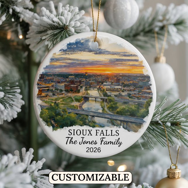 Personalized Sioux Falls, Custom South Dakota Ceramic Ornament (Creator Uploaded)