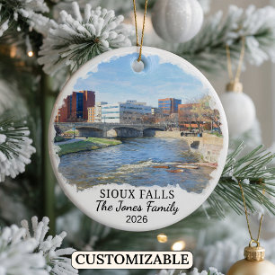 Personalized Sioux Falls, Custom South Dakota Ceramic Ornament