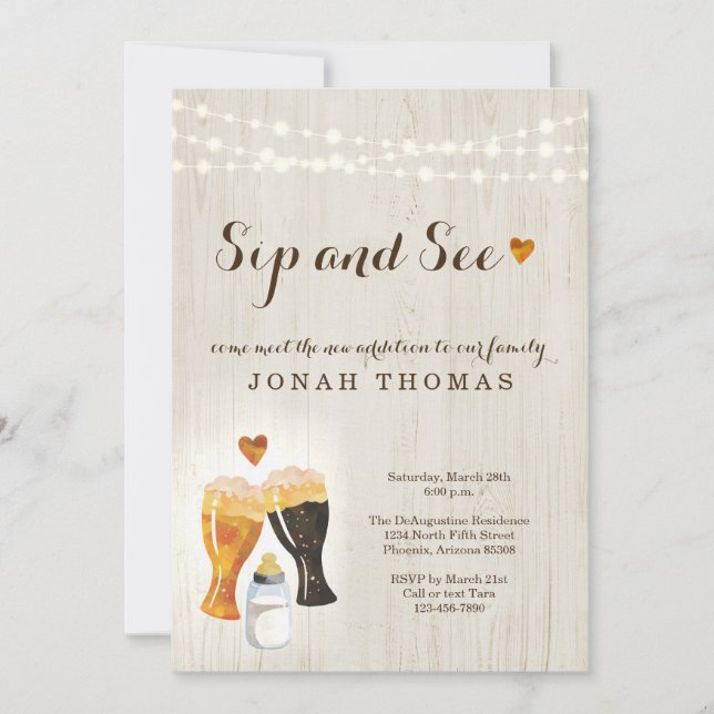 Personalized Sip and See Invitation (Front)
