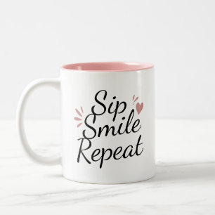 Personalized "Sip. Smile. Repeat." Custom Text Mug