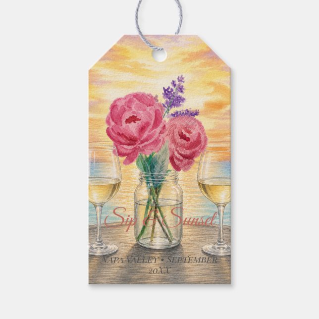 Personalized Sip & Sunset Weekend Welcome Gift Tag (Front)