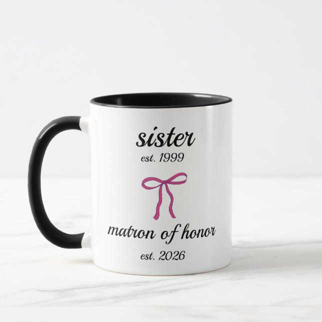Personalized Sister Matron of Honour Wedding Gift Mug (Left)