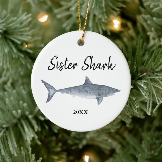 Personalized Sister Shark Doo Doo Doo Shark Song Ceramic Ornament (Tree)