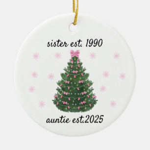 Personalized Sister to Aunt Ornament, Promoted to Ceramic Ornament