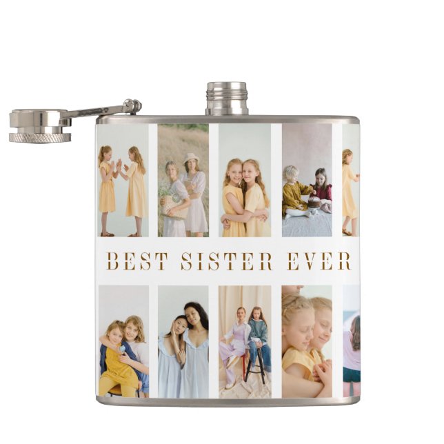 Personalized Sisters Flask | Custom Photos (Opened)