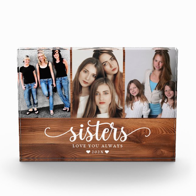 Personalized Sisters Photo Collage Block (Front)