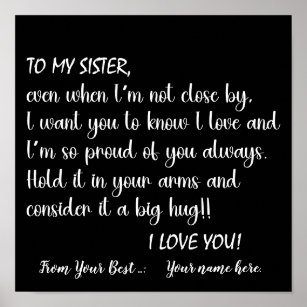Personalized Sisters To My Sister I Love You Poster
