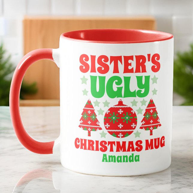 Personalized Sister's Ugly Christmas Sweater Mug (Creator Uploaded)