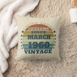 Personalized sixty five vintage 65th birthday throw pillow