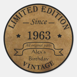 Personalized sixty vintage 60th birthday gifts classic round sticker