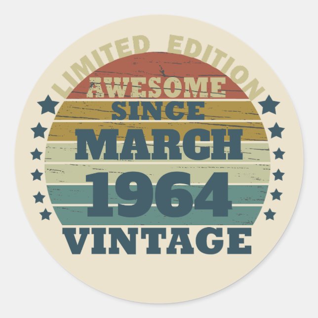 Personalized sixty vintage 60th birthday gifts  classic round sticker (Front)