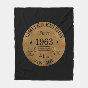 Personalized sixty vintage 60th birthday gifts fleece blanket