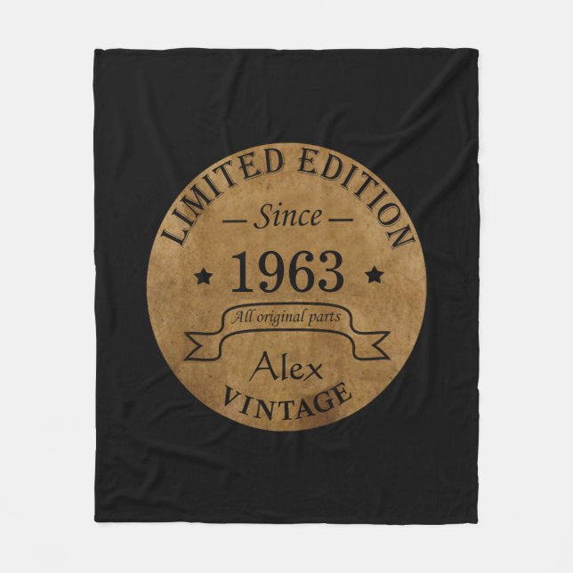 Personalized sixty vintage 60th birthday gifts fleece blanket (Front)