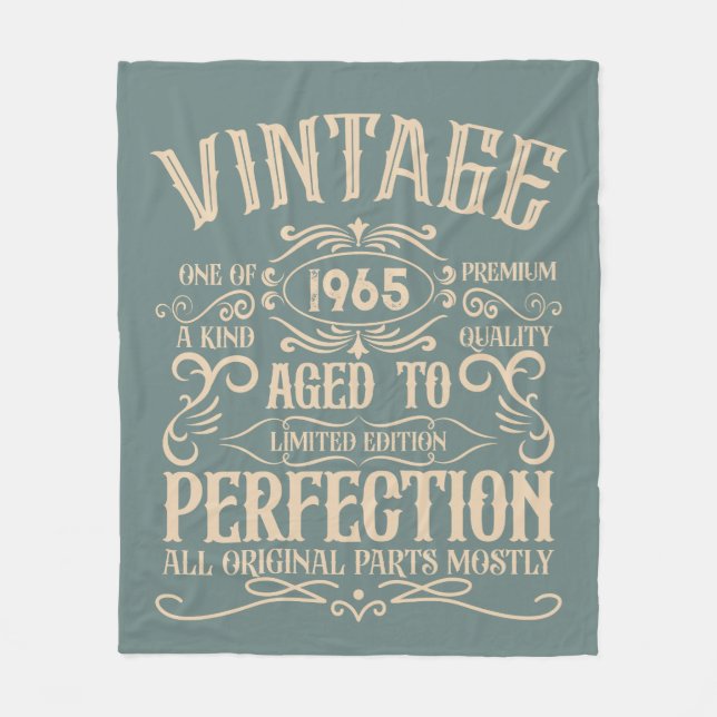 Personalized sixty vintage 60th birthday party fleece blanket (Front)