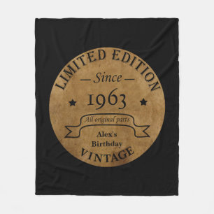 Personalized sixty vintage 60th birthday party fleece blanket