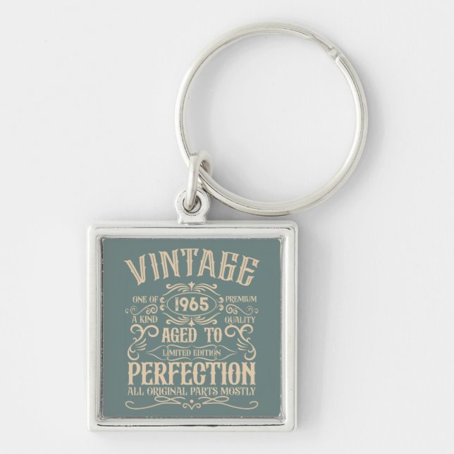 Personalized sixty vintage 60th birthday party keychain (Front)