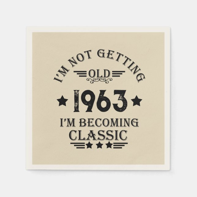 Personalized sixty vintage 60th birthday party napkin (Front)