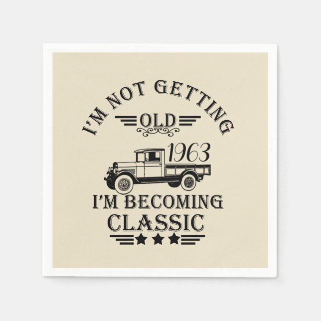 Personalized sixty vintage 60th birthday party napkin (Front)
