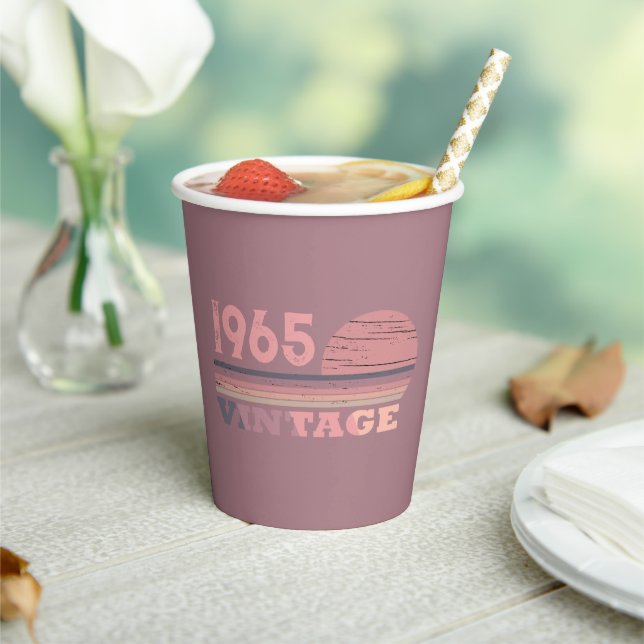 Personalized sixty vintage 60th birthday party paper cups (Insitu)