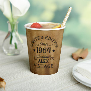 Personalized sixty vintage 60th birthday party paper cups