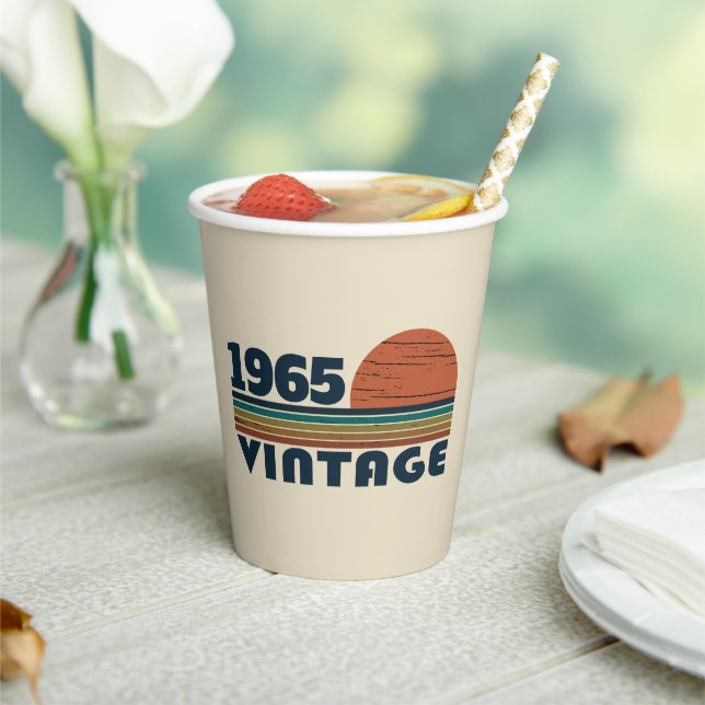 Personalized sixty vintage 60th birthday party paper cups (Insitu)