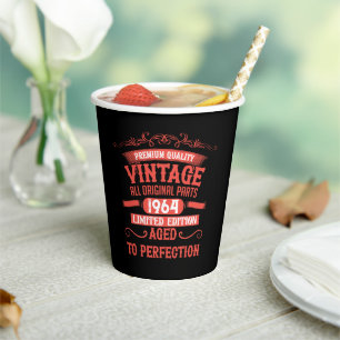 Personalized sixty vintage 60th birthday party paper cups