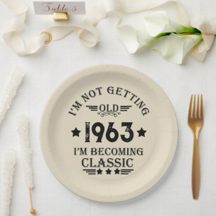 Personalized sixty vintage 60th birthday party paper plate