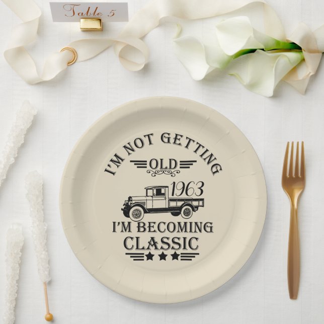 Personalized sixty vintage 60th birthday party paper plate (Wedding)