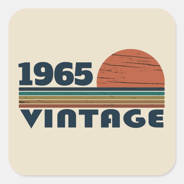 Personalized sixty vintage 60th birthday party square sticker (Front)