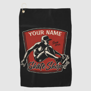 Personalized Skate Shop Grab Trick Skateboarding Golf Towel