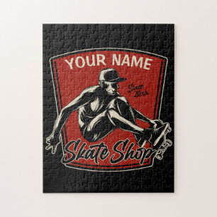 Personalized Skate Shop Grab Trick Skateboarding  Jigsaw Puzzle